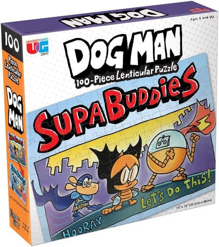 University Games  Dog Man Supa Buddies 100 Piece Lenticular Jigsaw Puzzle,