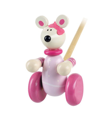 Orange Tree Toys Pink Mouse Push Along The Bubble Room Toy Store Dublin