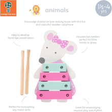 Load image into Gallery viewer, Orange Tree Pink Mouse Wooden Xylophone The Bubble Room Toy Store Dublin