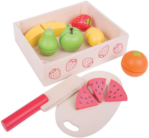 Bigjigs  Crate of Wooden Cutting   Fruit The Bubble Room Toy store Skerries Dublin