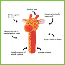 Load image into Gallery viewer, Fiesta Crafts Giraffe Squeakaboo Rattle The Bubble Room Toy Store Dublin