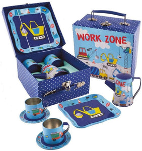Floss & Rock 7 Piece Construction Tin Tea Set The Bubble Room Toy Store Skerries