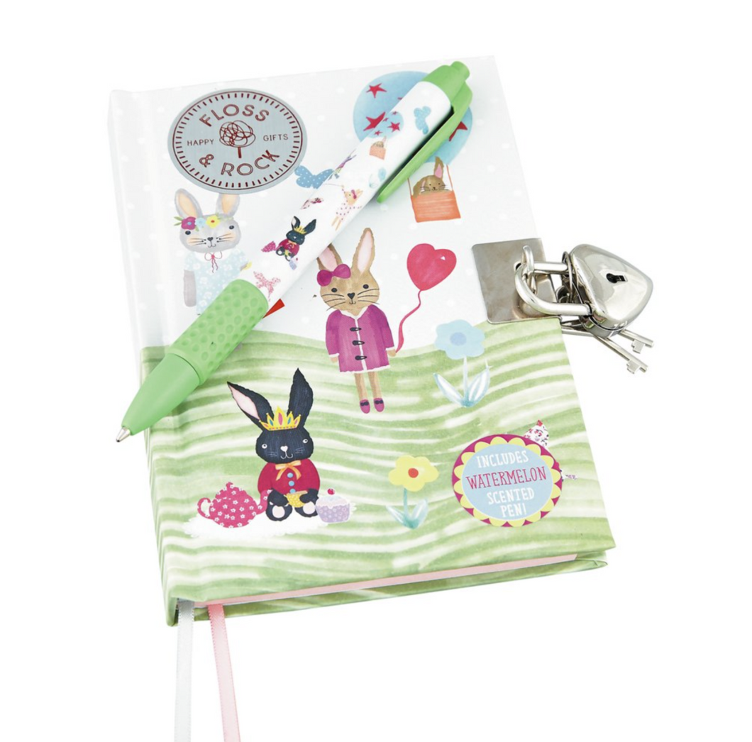 Floss & Rock Lockable Rabbit Diary with Scented Pen The Bubble Room Toy Store Skerries Dublin