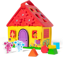 Load image into Gallery viewer, Melissa &amp; Doug Blue&#39;s Clues &amp; You! Wooden Take-Along House Shape Sorter Activity Play Set The Bubble Room Toy Store Dublin