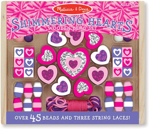 Melissa & Doug  Shimmering Hearts Wooden Bead Set The Bubble Room Toy Store Dublin