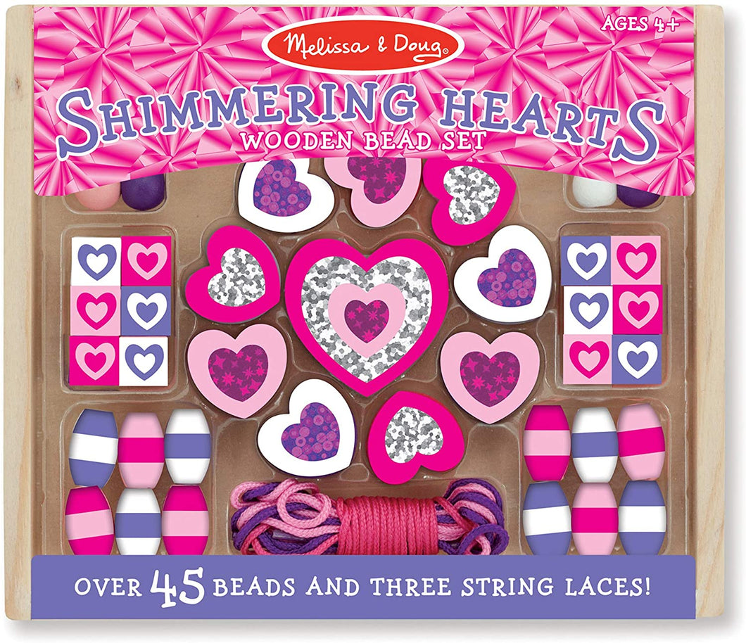 Melissa & Doug  Shimmering Hearts Wooden Bead Set The Bubble Room Toy Store Dublin