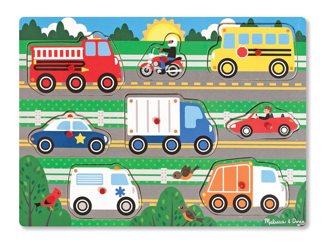 Melissa & Doug Vehicles Wooden Peg Puzzle the Bubble Room Toy store Dublin