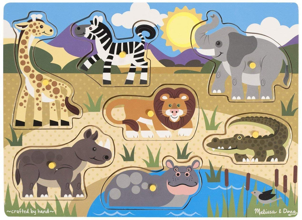 Melissa & Doug Safari Wooden Peg Puzzle The Bubble Room Toy Store Dublin