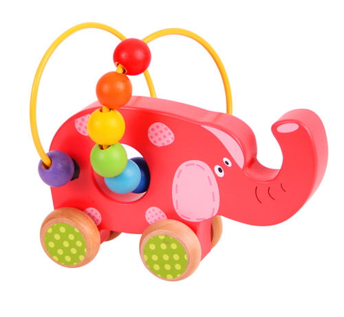 Bigjigs Push Along Bead Frame  Elephant The Bubble Room Toy Store Dublin