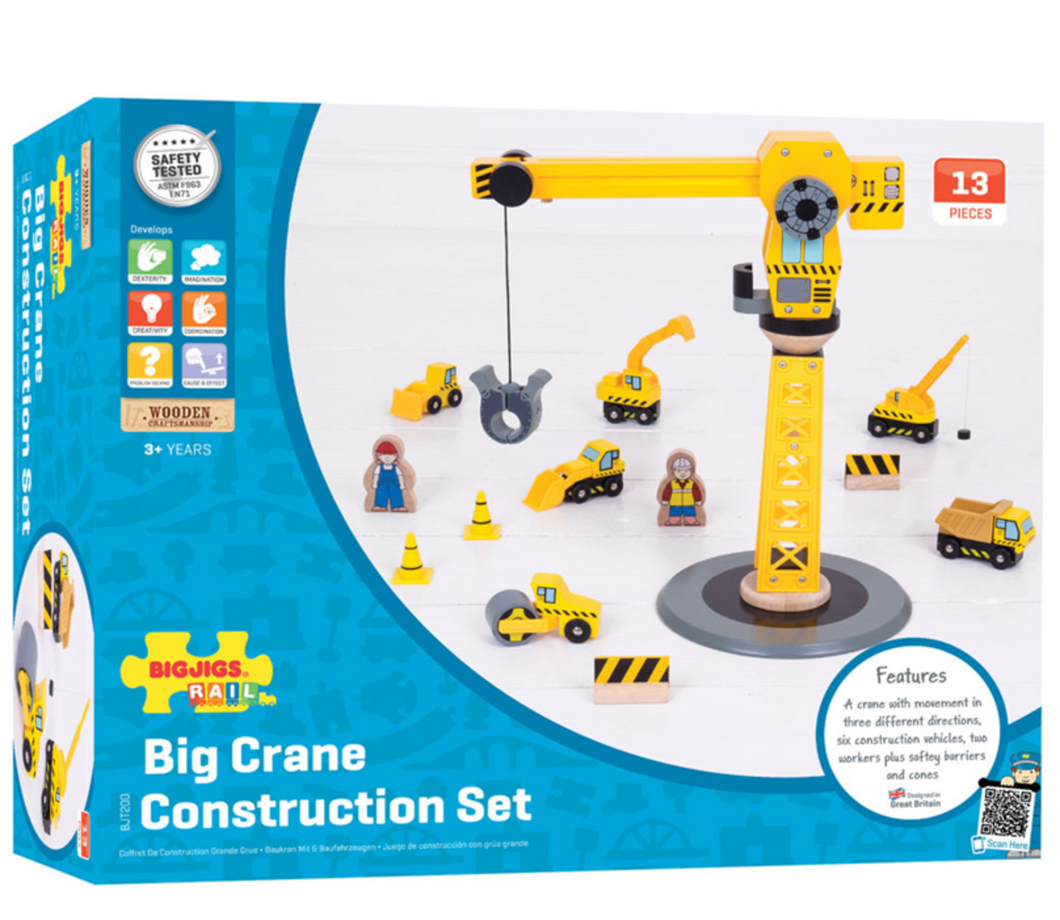 Bigjigs Big Crane Construction Set The Bubble Room Toy Store Dublin